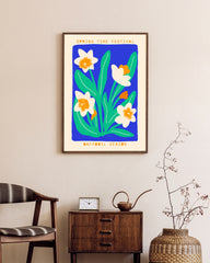 Daffodil Season in Blau - Abstrakte Frühlingsblumen
