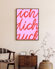 Liebe - Ich dich auch - Sprüche Typografie in Pink