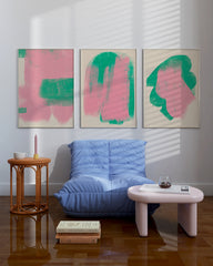After Hover: Set aus 3 Postern: Abstrakt mit Textur - Green meets pink