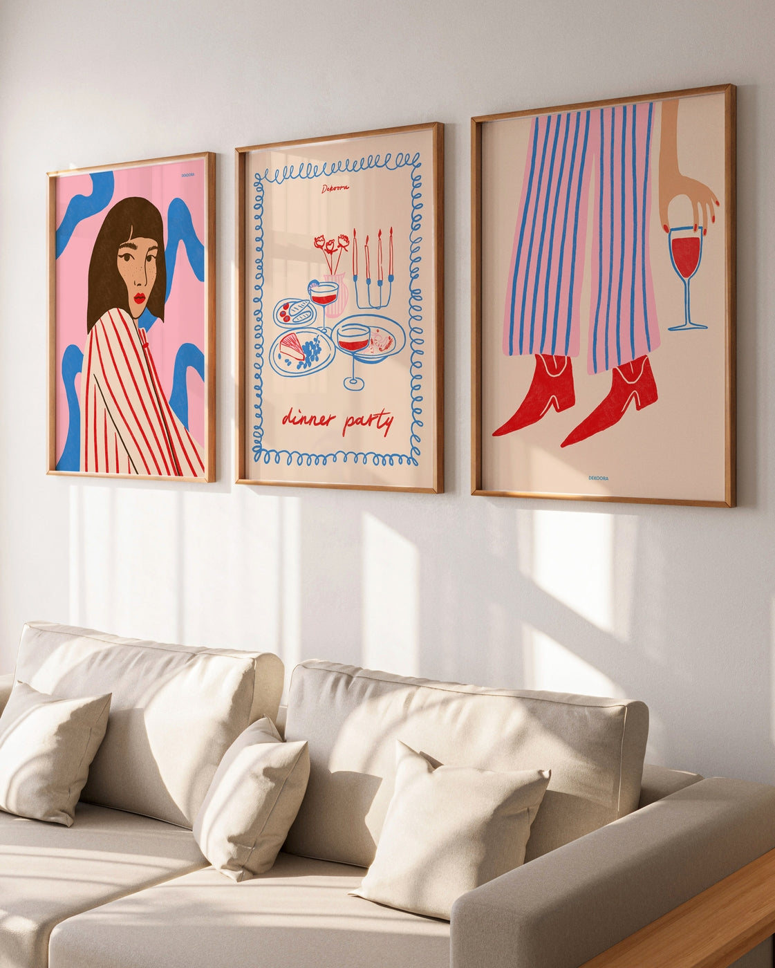 Set aus 3 Postern: Cozy Dinner Party