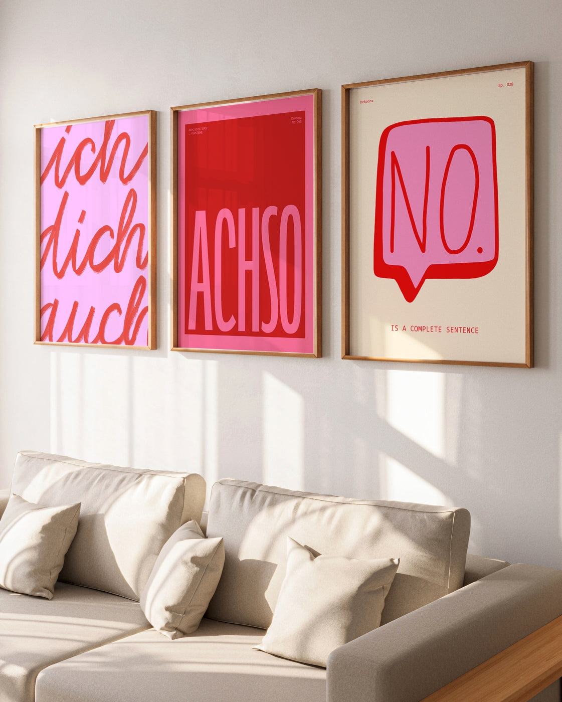 Set aus 3 Postern: Statements in Pink & Rot