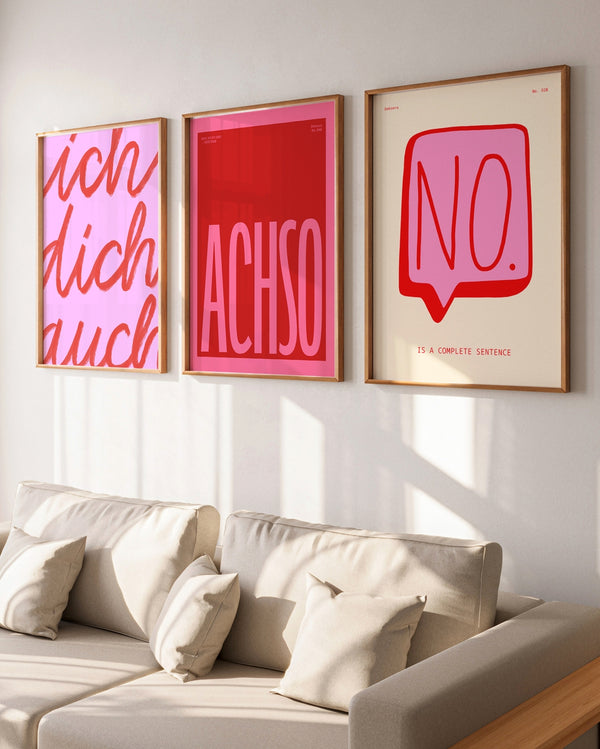 Set aus 3 Postern: Statements in Pink & Rot