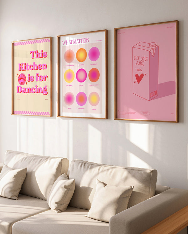 Set aus 3 Postern: Fun in Pink