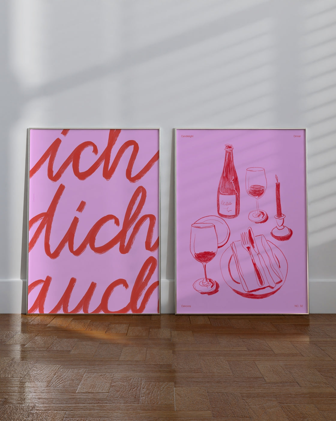 Set aus 2 Postern: Love in Pink & Red