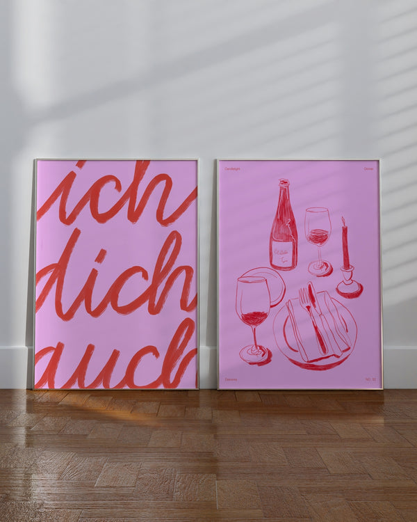 Set aus 2 Postern: Love in Pink & Red