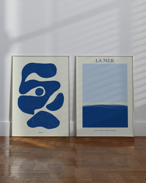 Set aus 2 Postern: Abstrakt in Blau