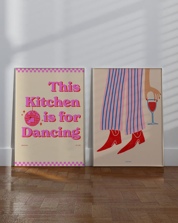Set aus 2 Postern: Wine & Fun in your Kitchen