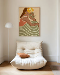 After Hover: The Wavy Dress - Moderne Frauen Illustration mit Blume