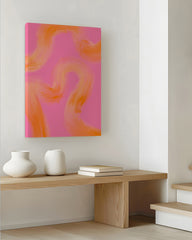 After Hover: Peachy Paths I - Abstrakte Linien in Orange und Pink