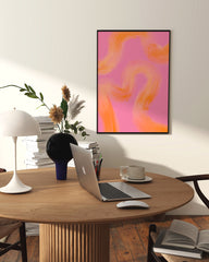 After Hover: Peachy Paths I - Abstrakte Linien in Orange und Pink