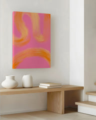 After Hover: Peachy Paths II - Abstrakte Linien in Orange und Pink