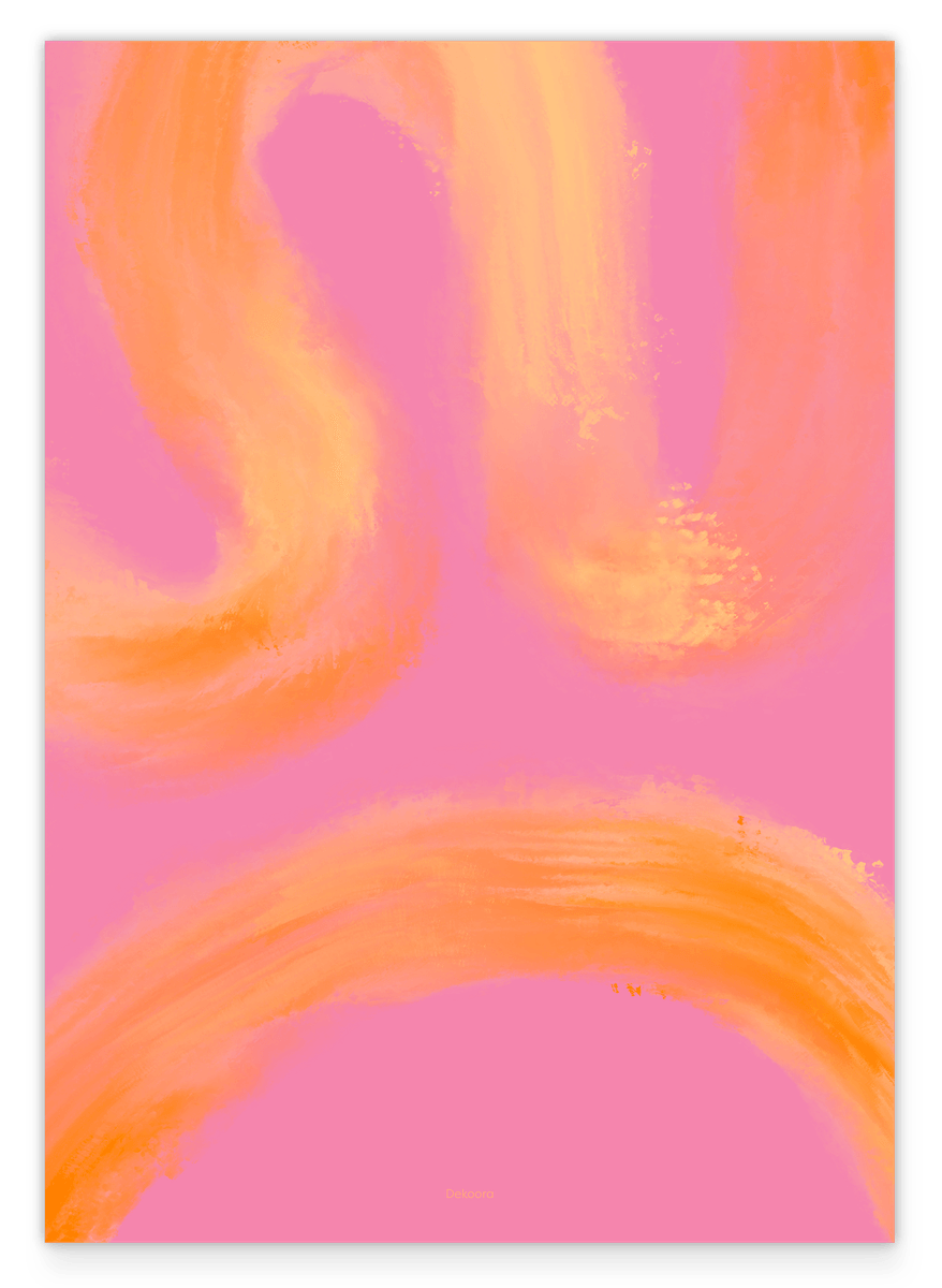 Peachy Paths II - Abstrakte Linien in Orange und Pink