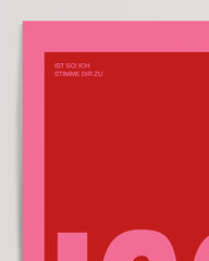 After Hover: Spruch "Isso" in Rot und Pink