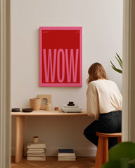 After Hover: Spruch "Wow" in Rot-Pink