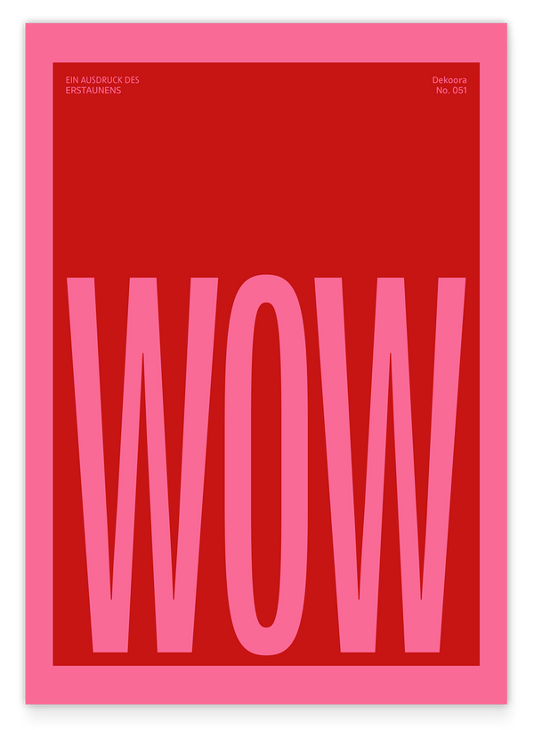 Spruch "Wow" in Rot-Pink