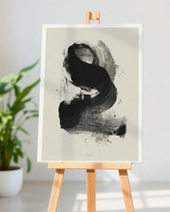After Hover: Black Brushpainting I - Abstrakte Wandkunst