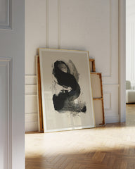 After Hover: Black Brushpainting I - Abstrakte Wandkunst