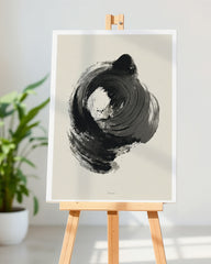 After Hover: Black Brushpainting III - Abstrakte Kunst mit Kreis