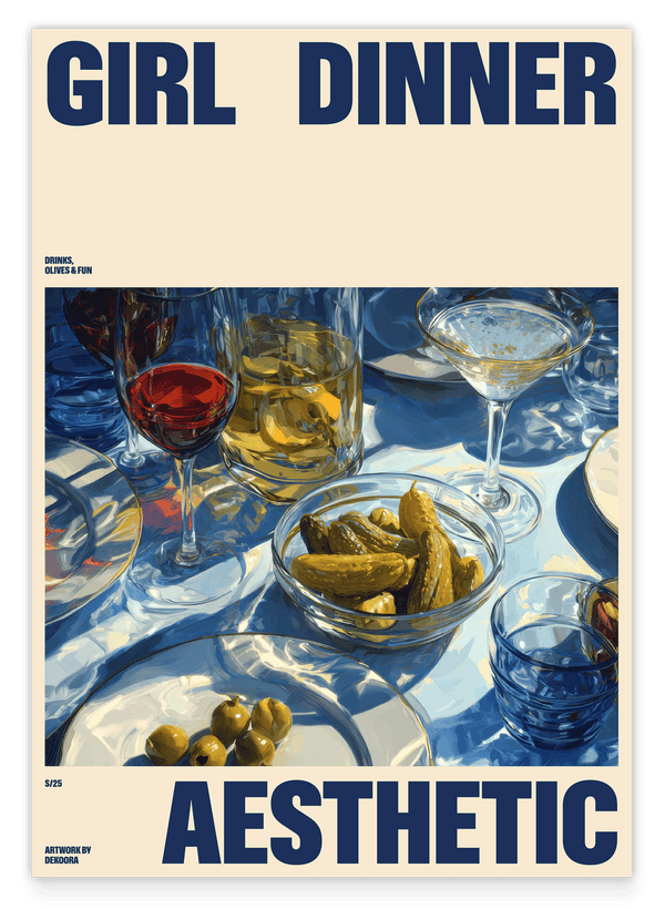 Girl Dinner Aesthetic - Food Illustration in Beige