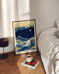 After Hover: Infinite Nightsky - Vintage inspirierte Wellen Zeichnung