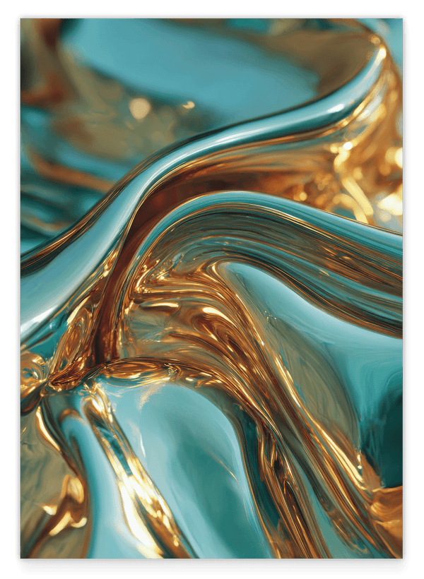 Metallic Liquid No. 3 in Türkis und Gold