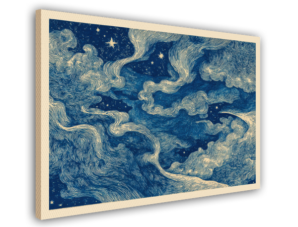 "Nostalgic Nightsky" im Querformat - Wolken in Wellenform