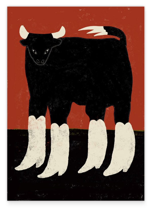 Cute Animals in Boots: Stier in weißen Stiefeln