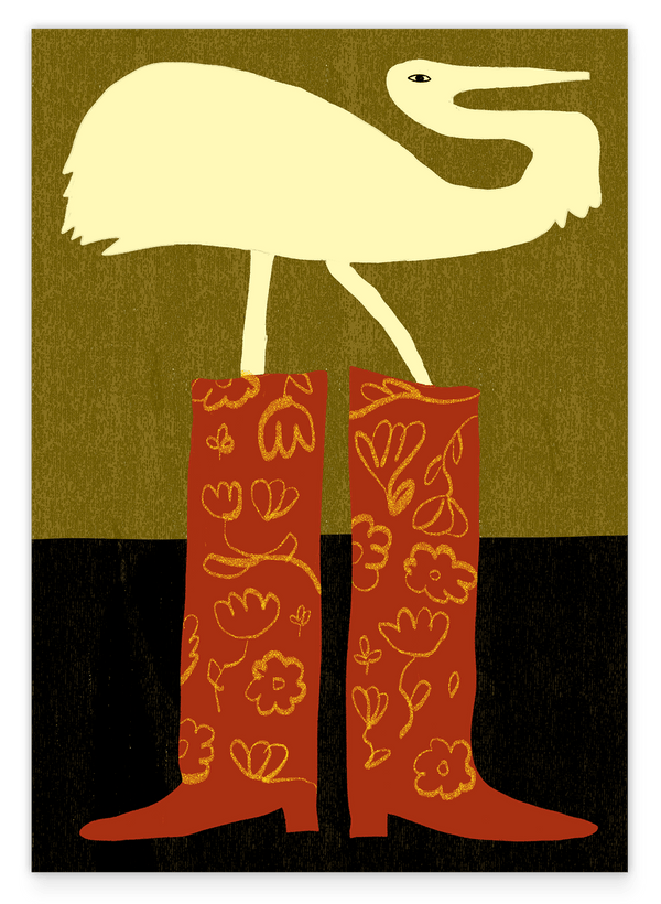 Cute Birds in Boots: Storch in Cowboy-Stiefeln
