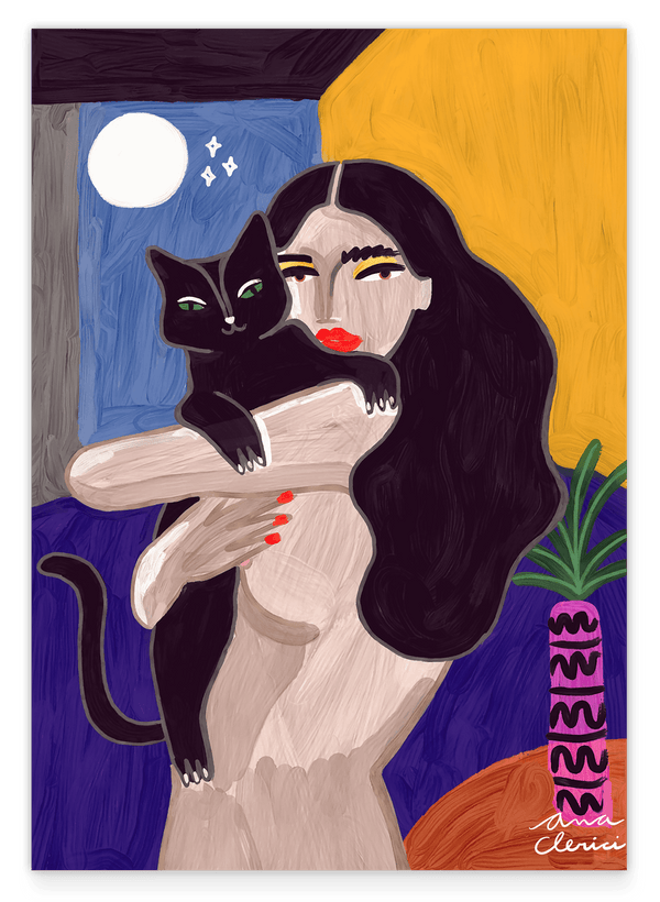 Mysterious Cat Lady: Frau mit schwarzer Katze