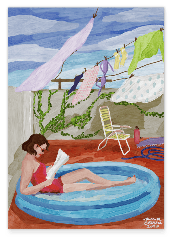 Pool Reading: Lesende Frau im Pool