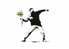 Banksy - Autonomer wirft mit Blumenstrauß statt Molotow