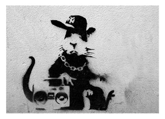 Banksy - Ratte mit Ghettoblaster Rat Graffiti Kunst Street Art