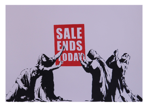 Banksy - Sale Ends Frauen trauern dem Schlussverkauf nach Graffiti Street Style cool stylisch modern