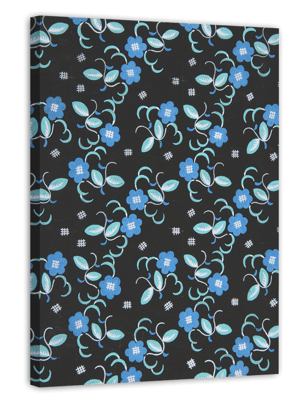 Paul Poiret zugeschrieben - Stoffdesign mit blauen Blumen & Ranken