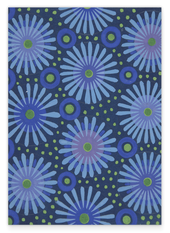 Paul Poiret zugeschrieben - Textil-Design mit Blumen, Kreisen und Punkten