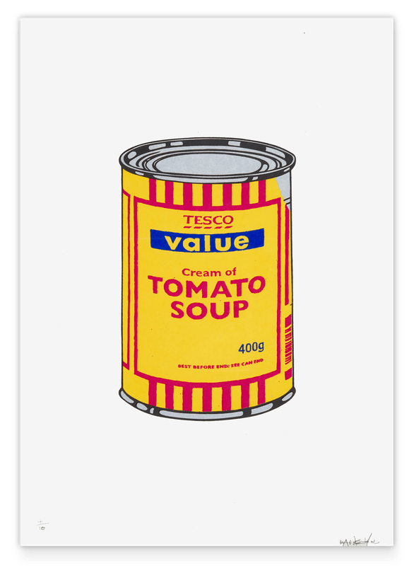 Banksy Dose - Tomato Soup - Andy Warhol Pop-Art Modern Street-Art Marketing - Moderner Kunstdruck Klein bis Groß XXL