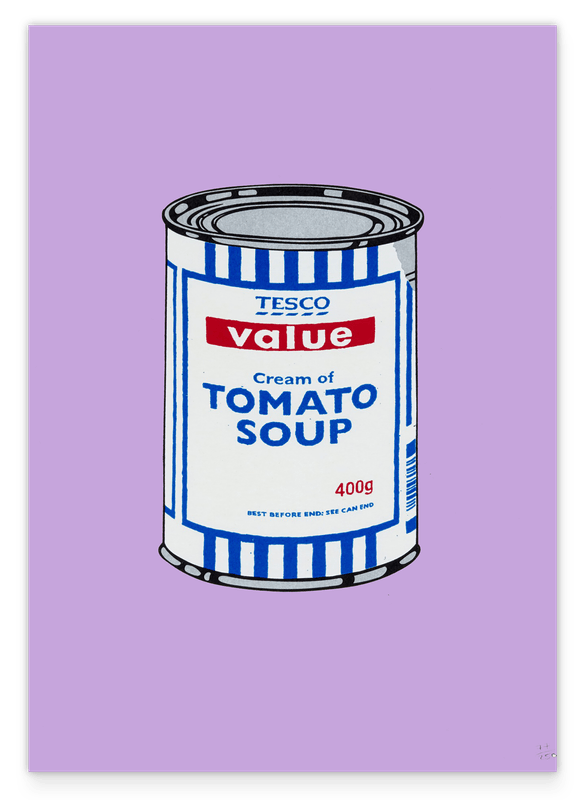 Banksy Dose - Tomato Soup - Andy Warhol Pop-Art Modern Street-Art Marketing - Moderner Kunstdruck Klein bis Groß XXL