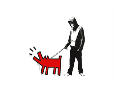 Banksy Keith Haring - Bellender Hund, Pop-Art Modern Street-Art, Kunstdruck Klein bis Groß XXL - Wohnzimmer, Schlafzimmer