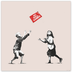 Banksy Kinder Spielen Mit Verbotsschild, Pop-Art Modern Street-Art - Kunstdruck Klein bis Groß XXL - Geschenk