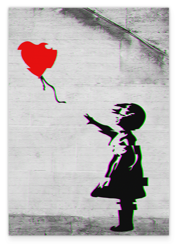 Banksy Mädchen mit Herz Luftballon - Modern Street-Art - Kunstdruck Klein bis Groß XXL - Geschenk Wohnzimmer, Schlafzimmer