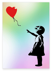 Banksy Mädchen mit Herz Luftballon - Modern Street-Art - Kunstdruck Klein bis Groß XXL - Geschenk Wohnzimmer, Schlafzimmer