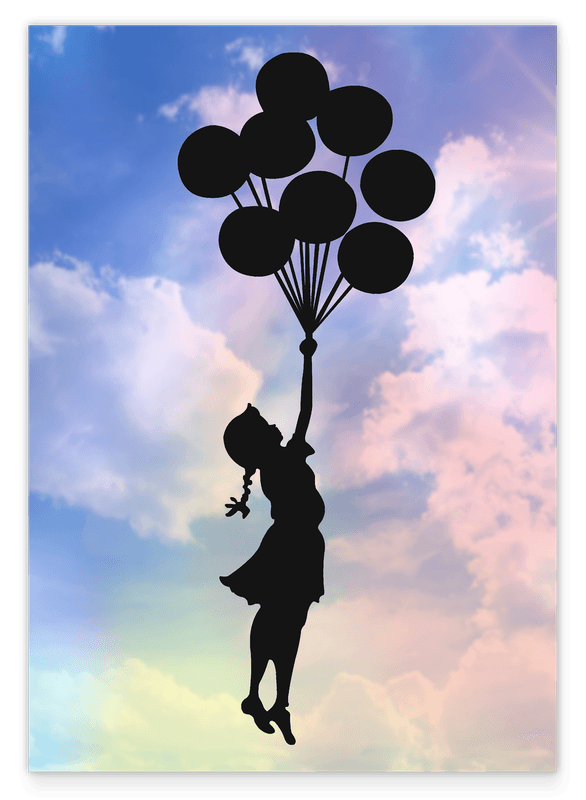 Banksy Mädchen Mit Luftballons - Fliegen und Freiheit - Street-Art Moderner Kunstdruck Canvas