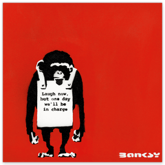 Banksy Street-Art - Affe mit Message - Moderner Kunstdruck Wanddekoration, Klein bis Groß XXL - Canvas Perfekte als Geschenk - Inneneinrichtung Deko