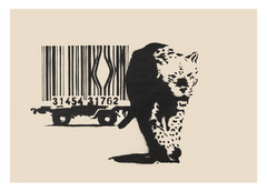 Banksy Street-Art Leopard Barcode - Konsum-Kritik Globalisierung, Moderner Kunstdruck Canvas - Wohnzimmer, Inneneinrichtung Deko