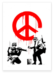 Peace Frieden - Sozialkritik Street-Art Banksy - Moderner Kunstdruck Canvas - Perfekte als Geschenk, Wohnzimmer, Inneneinrichtung Deko