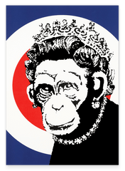 Queen UK England, Street-Art Banksy Großbritannien - Moderner Kunstdruck - Wohnzimmer, Inneneinrichtung Deko