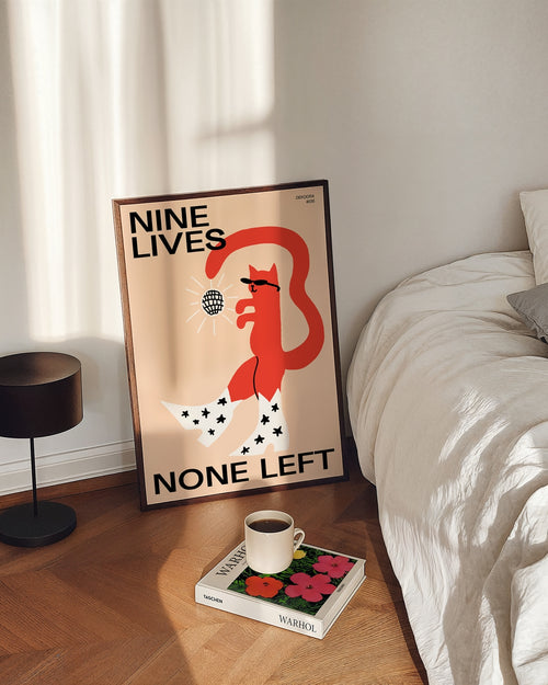 Katzen-Poster-Disco-Katze-Nine-Lives