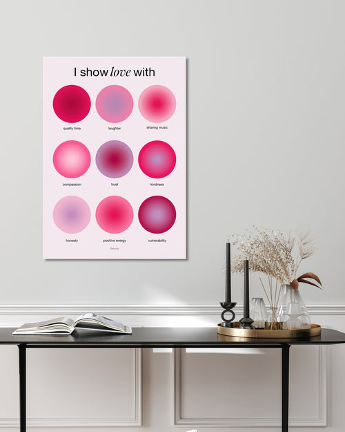 Spirituelle-Leinwandbilder-rote-Aura-kreise-show-love