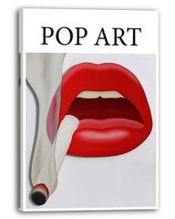 Rote Lippen mit Zigarette im Pop Art-Stil