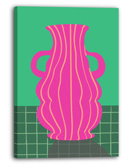 Abstrakte Vase mit zwei Griffen in pink